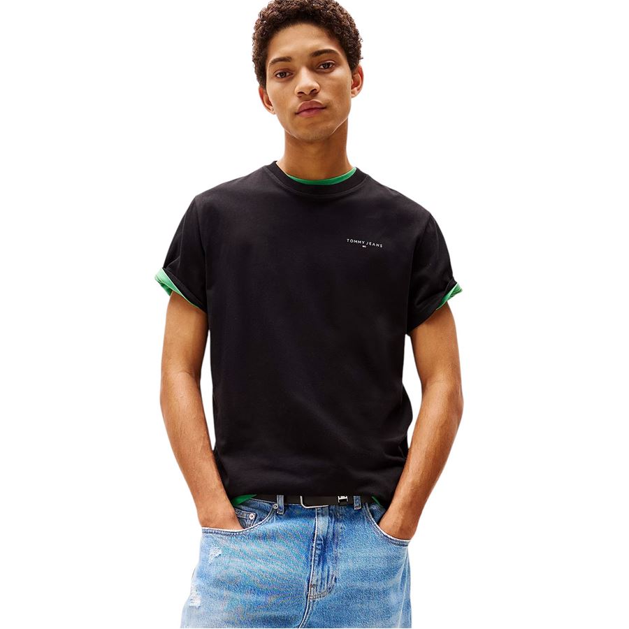 T-shirt manica corta slim fit con logo da uomo Tommy Jeans | DM0DM21188BDS